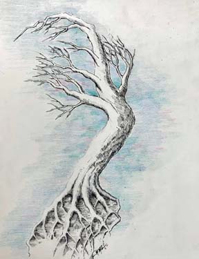 William McMahan, The Tree 11"x14", Mixed Media on Wood.