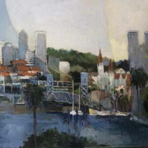 View From The River, Acrylic on canvas, 40"x60" by Ellen Diamond