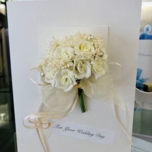 White Bouquet With Pearls 6"x7.75"